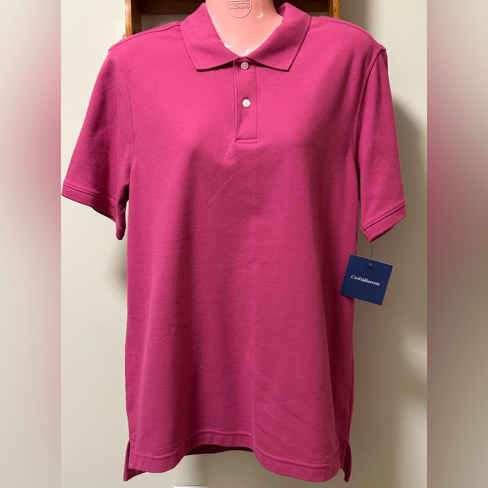 Croft & Barrow Men’s Cactus Flower Pink Slim Fit Shirt Sleeve Polo Shirt MD NWT